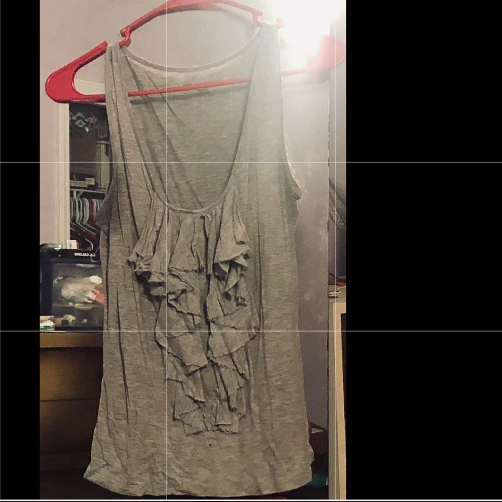 Grey ruffled tank top